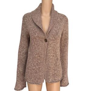 Calvin Klein brown shawl-collar cardigan sweater open front bell sleeve sz S